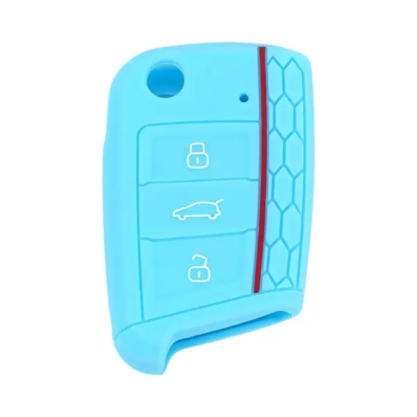 Siliconen Sleutelcover Sport - Lichtblauw Sleutelhoesje Geschikt Voor Volkswagen Polo / Golf / 2014 - 2021 / Seat Leon / Seat Ibiza / Golf Gti / Golf thumbnail