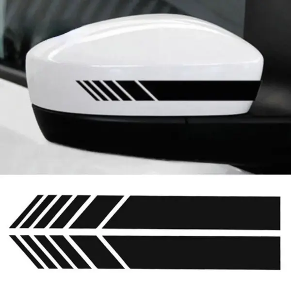 Auto Spiegelkap Stickers Zwart - Set Van 2 - Spiegelkappen Striping Wrap - Autostickers Zijspiegels - Auto Accessoires Stickers thumbnail