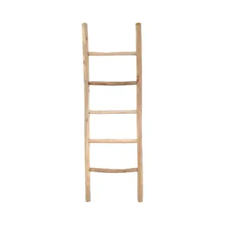 Teakea Decoratie Ladder - 150 Cm - Teakhout - Handdoekladder Met Eiken-Look Coating - 5 Treden - Naturel