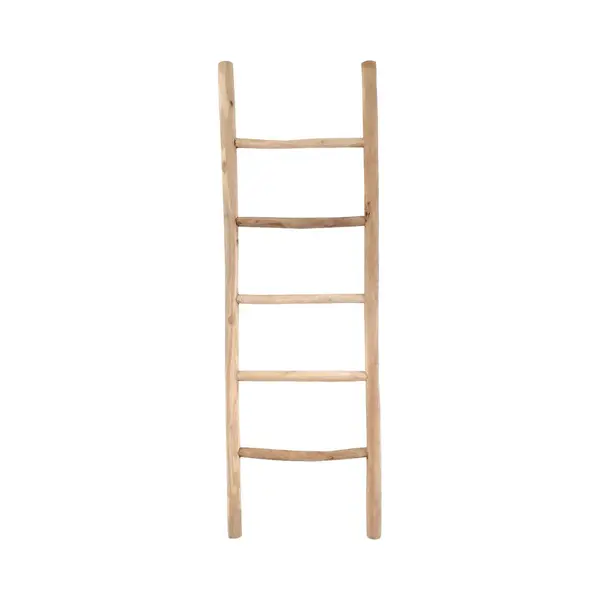 Teakea Decoratie Ladder - 150 Cm - Teakhout - Handdoekladder Met Eiken-Look Coating - 5 Treden - Naturel thumbnail