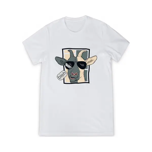 Russell T Shirt Jongens - T Shirt Meisjes - Grappige Cartoon Geit Bleh - Wit - Maat 140 thumbnail