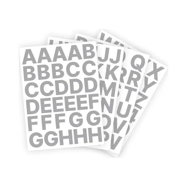 Stickey Letter Stickers / Plakletters - Stickervellen Set - Metallic Zilver - 4cm Hoog - Geschikt Voor Binnen En Buiten - Standaard Lettertype - Glans thumbnail