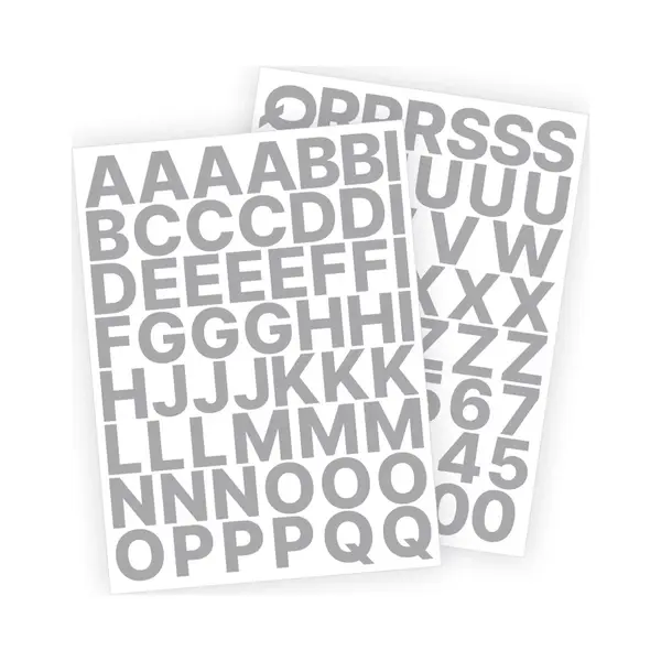 Stickey Letter Stickers / Plakletters - Stickervellen Set - Metallic Zilver - 3cm Hoog - Geschikt Voor Binnen En Buiten - Standaard Lettertype - Glans thumbnail