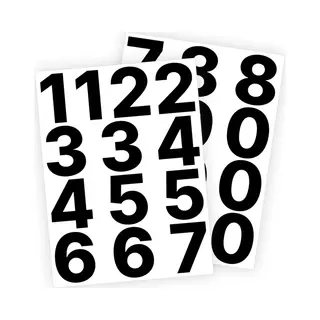 Stickey Cijfer Stickers / Plaknummers - Stickervellen Set - Zwart - 6cm Hoog - Geschikt Voor Binnen En Buiten - Standaard Lettertype - Glans