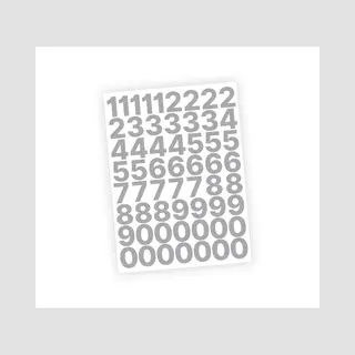 Stickey Cijfer Stickers / Plaknummers - Stickervel Set - Metallic Zilver - 3cm Hoog - Geschikt Voor Binnen En Buiten - Standaard Lettertype - Mat