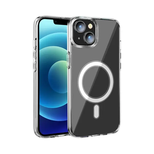 Transparant Magneet Ring Hoesje - Geschikt Voor IPhone 15+ / 15 Plus - Stevig Doorzichtig Shockproof - Magnetisch Tpu Hoesje - Anti Yellowing thumbnail