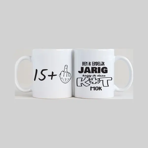 Luneno 16 Jaar 2 Mokken Verjaardag + Ben Ik Eindelijk Jarig Krijg Ik Deze K*t Mok - Verjaardag - Jarig - Cadeau - Grappig thumbnail