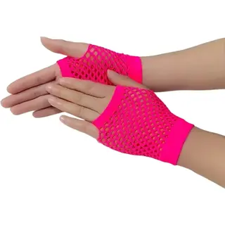 Visnet Handschoenen Madonna - Roze - One Size - Korte Vingerloze Handschoenen - Feestkleding - Verkleedkleding - Carnaval