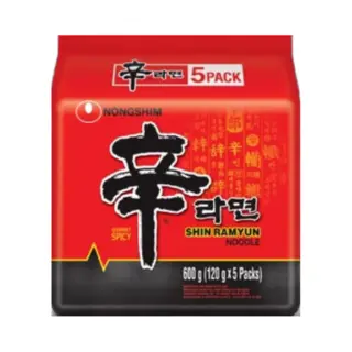 Nongshim Spicy Shin Ramen - Instant Gourmet Korean Nongshim Shin Ramen Noodle (5x120g)
