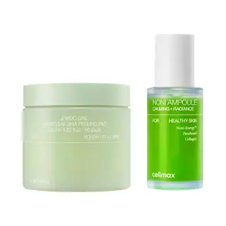 Celimax The Real Noni Energy Ampoule &amp; Ji Woo Gae Heartleaf Bha Peeling Pad Set 30 Ml + 60 Pcs