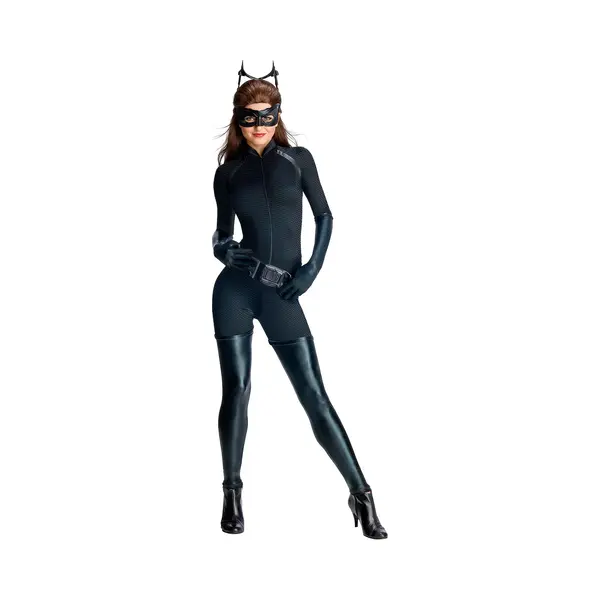 Rubies Rubie's Official Deluxe Catwoman Ladies Fancy Dress Dark Knight Batman Superhero Womens Costume, Black, Xs thumbnail