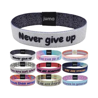 Jumada Juma Motiverende Armbanden Met Overtuigingen “Never Give Up“ - Maat M (17cm) - Geluksbrenger, Vriendschapsarmband En Energiearmband - Geschikt