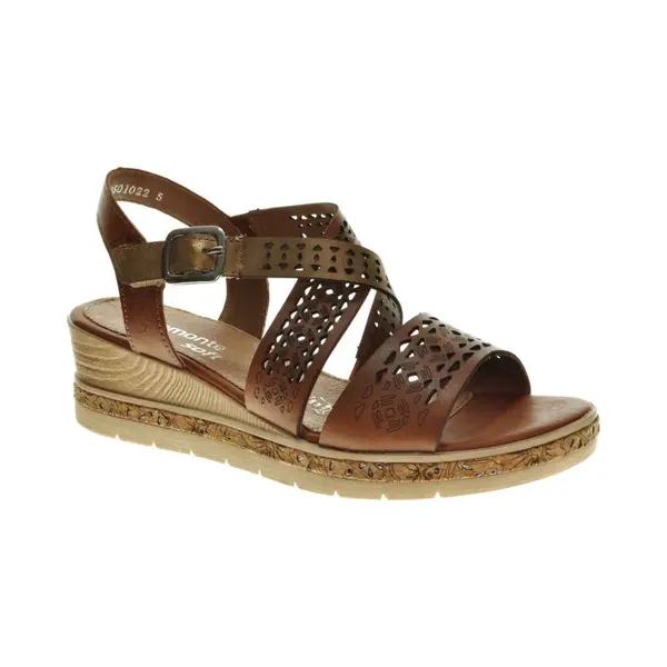 Cognac Sandalen Remonte Sleehak Maat 39 thumbnail