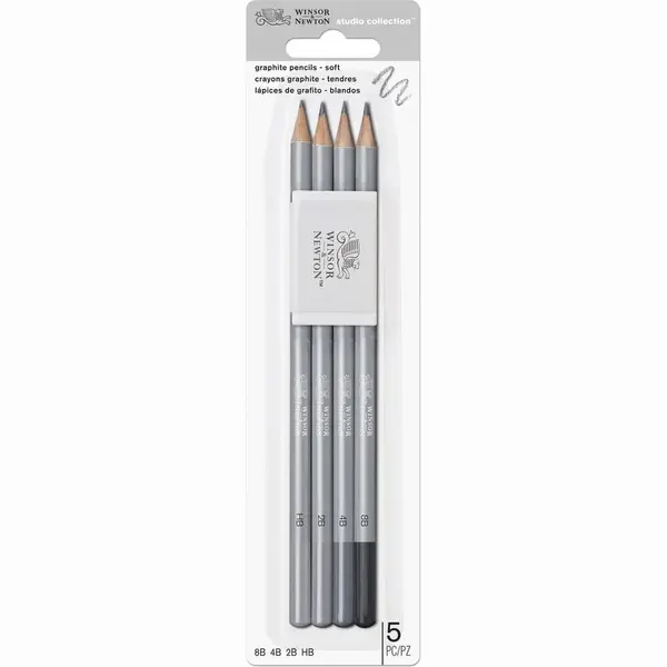 Winsor & Newton 0490004 Graphitstifte Set Mit Radiergummi, 4 Skizzierstifte In 8B, 4B, 2B Und Hb, 1 Stück (1er Pack) thumbnail