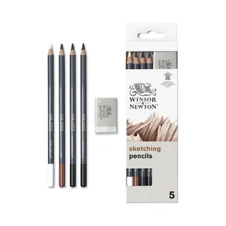 Winsor & Newton Zeichenstifte Set - 4 Skizzenstifte In Weiß, Sepia, Medium, Soft Charcoal, 1 Stück