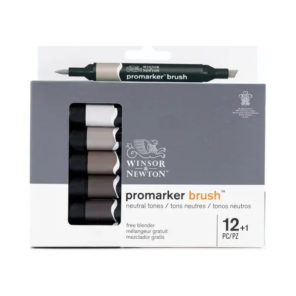 Winsor & Newton, Promarker Brush, Neutral Tones, Set Of 1Blender, Alcohol Based Dual Tip Markers thumbnail