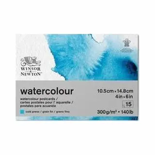 Winsor & Newton 6667009 Classic Aquarellpapier Im Postkartenblock - 15 Blatt 10, 5x14, 8cm, 300g/m², Geleimt, Kaltgepresstes, Leicht Texturiertes