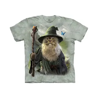 The Mountain Catdalf Unisex-T-Shirt, Hochwertig, Handgefärbt, Lustiges Katzen-Grafik-T-Shirt, Grün, M