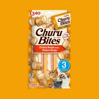 Inaba Foods Ciao Churu Bites Hühner Rezept umhüllt Hähnchen Katzensnack 10 g
