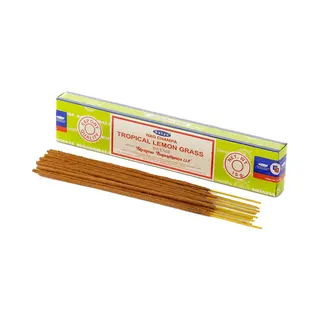 Satya Nag Champa Wierrook Stokjes Tropisch Citroengras Geur - 15x - Lichaam In Balans - Meditatie - Staafjes Van 21 Cm - 30 Minuten