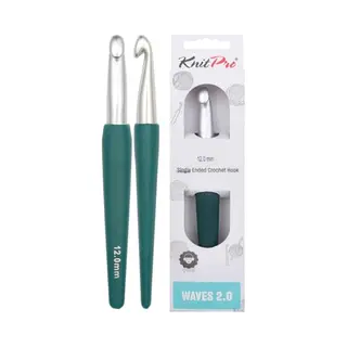 KnitPro Waves Häkelnadeln – 12-mm-Häkelnadel, Ergonomische, Weiche Griffe, Weicher Gummigriff Für Arthritische Hände, Leichte Und Bequeme