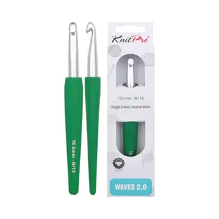 KnitPro Waves Crochet Hooks – 10mm Crochet Hook, Ergonomic Soft Handles, Soft Rubber Grip For Arthritic Hands, Light & Comfortable Crochet Needles