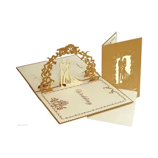 Popcards.nl Popcards Popupkaarten - Grote Romantische Trouwkaart Huwelijk Trouwen Huwelijkskaart Pop-up Kaart