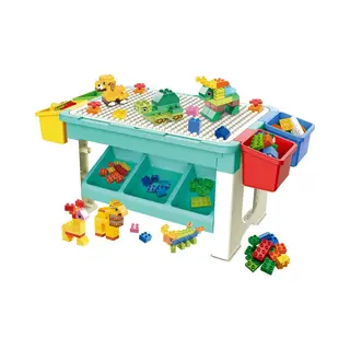 Merkloos Speeltafel Met Bouwplaat (geschikt Voor Duplo® Blokken) En Vlakke Kant. Kindertafel Met 7 Opbergbakken - Bouwtafel