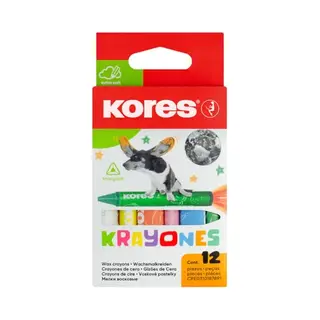 Kores Triangular Wax Krayones For Kids, Mess-free Colouring, Ergonomic Grip, Toddler Safe – 12 Assorted Colours