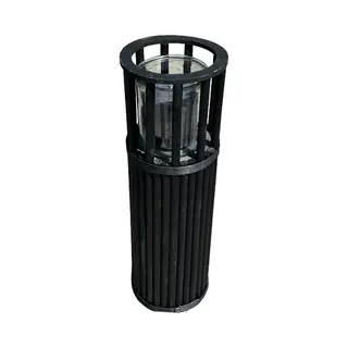 Benza Houten Windlicht Lantaarn Zwart Incl. Kaars Ø 15 Cm X 39 Cm