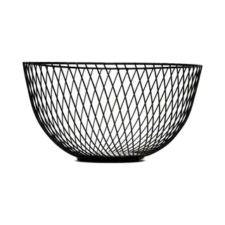 Baulk® - Fruitschaal Zwart – Fruitmand – Metaal – Modern – Medium – 25cm - Vlak