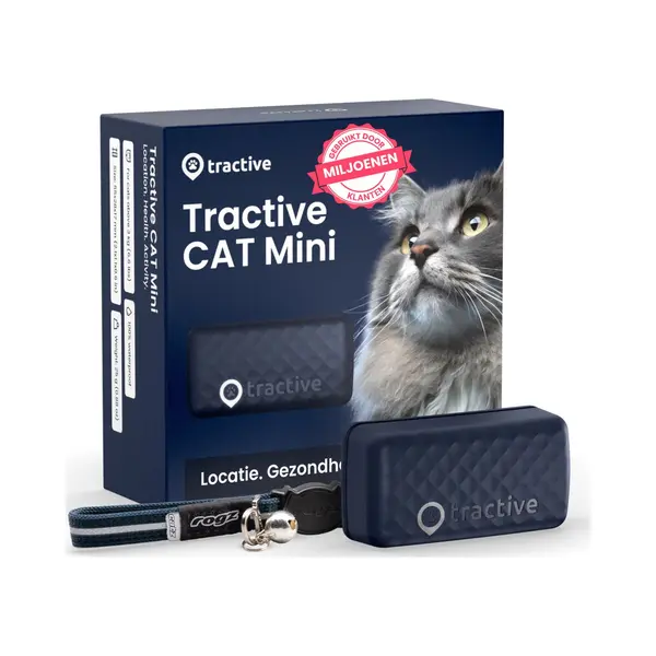 Tractive Smart Cat Tracker Mini | #1 Cat Gps | Real-Time Location Tracking | Territory & Location History | Safety Collar Included (Dark Blue) thumbnail