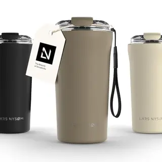 Lars NysØM Thermo Coffee Mug-to-go With Strap 17oz | Travel Mug 0.5 Liter With Insulation | Leak Proof Stainless Steel Thermal Tumbler For Coffee And
