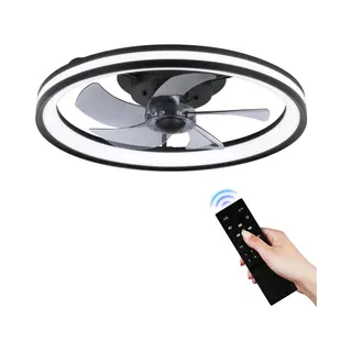 Plafondventilator Met Verlichting - Led Plafondlamp Met Ventilator Inclusief Afstandsbediening - 6 Snelheden - Dimbaar - Zwart & Wit