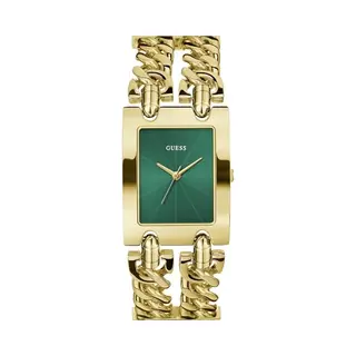 Guess Gt Mod Heavy Metal Damen Armbanduhr, Edelstahl, 28 Mm, Edelstahlarmband, Farbe, Gold, 3 Bar, Zifferblatt, Grün, GW0740L2
