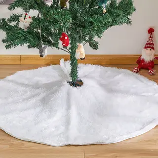 Kerstboomkleed - Wit - 90 Cm - Kerstboomrok - Zacht Pluche Kerstboom Kleed Voor Onder De Kerstboom - Kerstboomkleed - Kerstboomring - Kerstboom Huls -