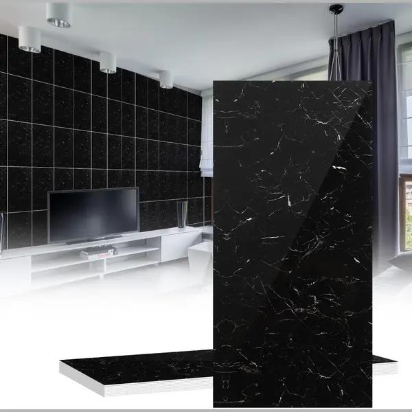 10 Stuks Zelfklevende Tegelstickers Voor Keuken, Badkamer En Camper, Waterdichte Pet, Zelfklevende Wandpanelen, Marmerlook Decoratieve Muurstickers, thumbnail
