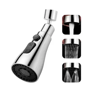 Kraan Opzetstuk - 360 Graden Draaien - Keuken Tap G1/2- 3 Standen -Kraankop- Afwassen - Keukenkraan - Waterbesparend -Flexibele Kraankop - Verlengstuk