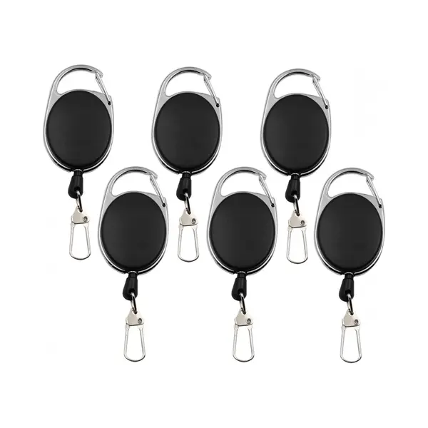 6 Stuks - Uittrekbare Sleutelhanger Met Clip - Uittrekbare Koord Sleutelhanger - Sleutels En Pasjes - Terugslag Riem - Afrolmechanisme Voor thumbnail