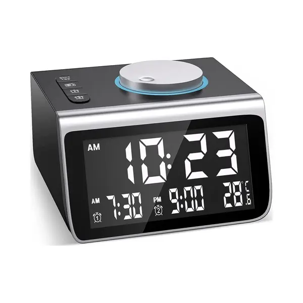 Digitale Wekkerradio - Grote Led Cijfers - Dimbaar - Dubbel Alarm - Klokradio Slaapkamer - Digitale Klok Slaapkamer - Met Temperatuur thumbnail