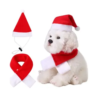 Merkloos,merkloos Kerst Sjaal Voor Hond/Kat - Met Hoed - 46cm - Honden Kerstsjaal - Katten Kerstsjaal - Huisdier Kerstsjaal - Honden Das Rood - Kerstpakje Voor Honden