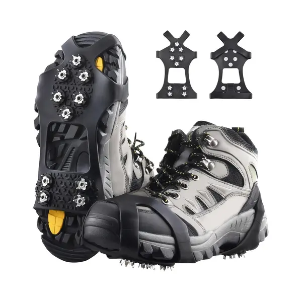 Anti Slip Sneeuwzolen - 1 Paar - 10 Spikes - Stijgijzers Voor Bergschoenen - Snowboots Schoenovertrekken - Stijgijzers - Crampons - Sneeuwijzers - thumbnail