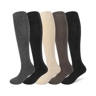 5 Paar Kniekousen - Sokken - Winter Kniekousen Warme Lange Laars - Dames Winter Gebreide Overknee Sokken - Zacht Gebreide Thermische Katoenen Lange