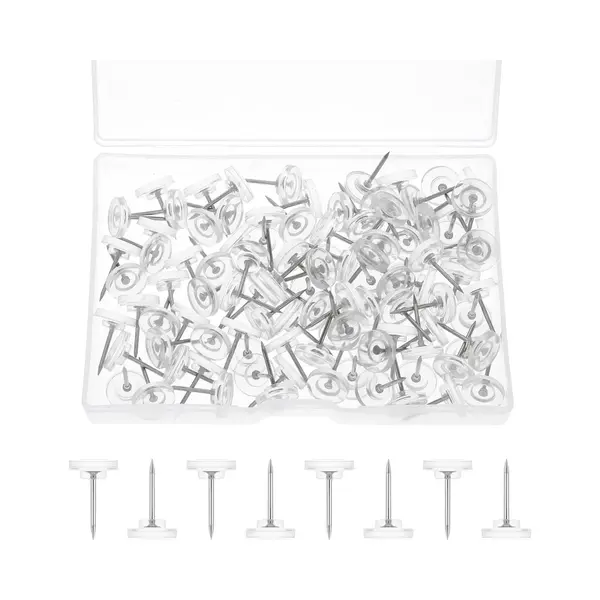100x Punaises - Top Kwaliteit Punaise - Push Pins - Herbruikbaar - Voor Prikbord Memobord Of Wereldkaart - Gemakkelijk Mee Te Nemen - 10.7 Mm Diameter thumbnail