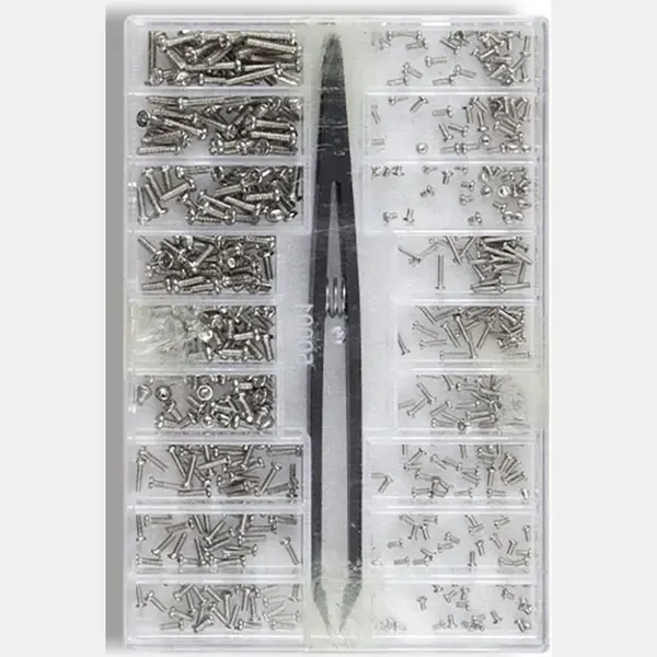 Schroevenset - Schroefset - 500 Stuks - M1, 2 T/m M2 - Verzonken Kop - Platte Kop - Incl. Tools - Diy Assortiment - Schroefjes Metrisch - Micro Bril thumbnail