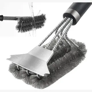 Bbq Borstel - Kan Opgehangen Worden - Grill Borstel - Rvs Borstel - Bbq Borstel Rvs Met Schraper - Anti Slip Handvat - Ophangbeugel - Bbq Accessoires