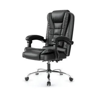 RattanTree Ergonomic Executive Office Chair Pu Leather Computer Desk Chair With Reclining For Home Office Working Black