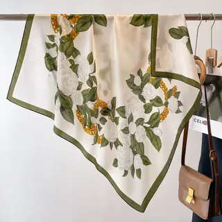 L_90CM Prachtige & Lichtgewicht 100% Moerbei Zijden Vierkante Sjaal Shawl Cadeauverpakking