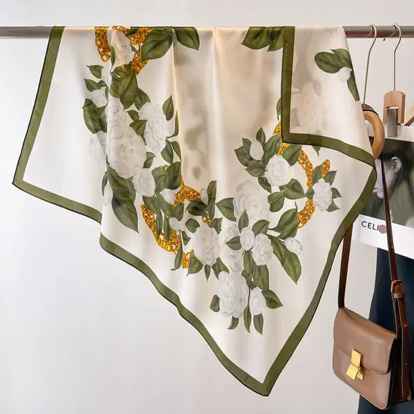 L_90CM Prachtige & Lichtgewicht 100% Moerbei Zijden Vierkante Sjaal Shawl Cadeauverpakking thumbnail