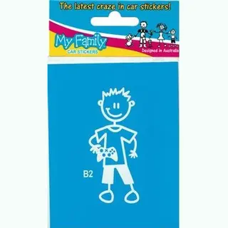 The Sticker Family Jongen Met Xbox Of PS4 - Autosticker - Wit - 7, 5 Cm